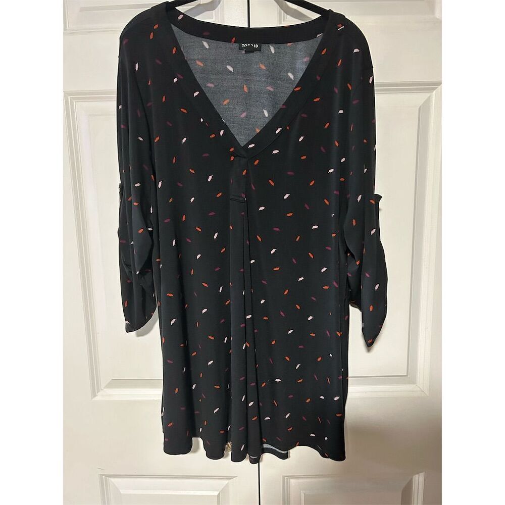 Torrid Women's Size 4 Multicolor V-Neck Long Sleeve Blouse Casual - Picture 2 of 7